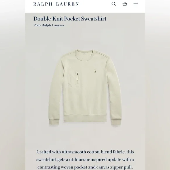 Polo by Ralph Lauren Men's Double-Knit pocketed sweatshirt. Size XL - Picture 2 of 7